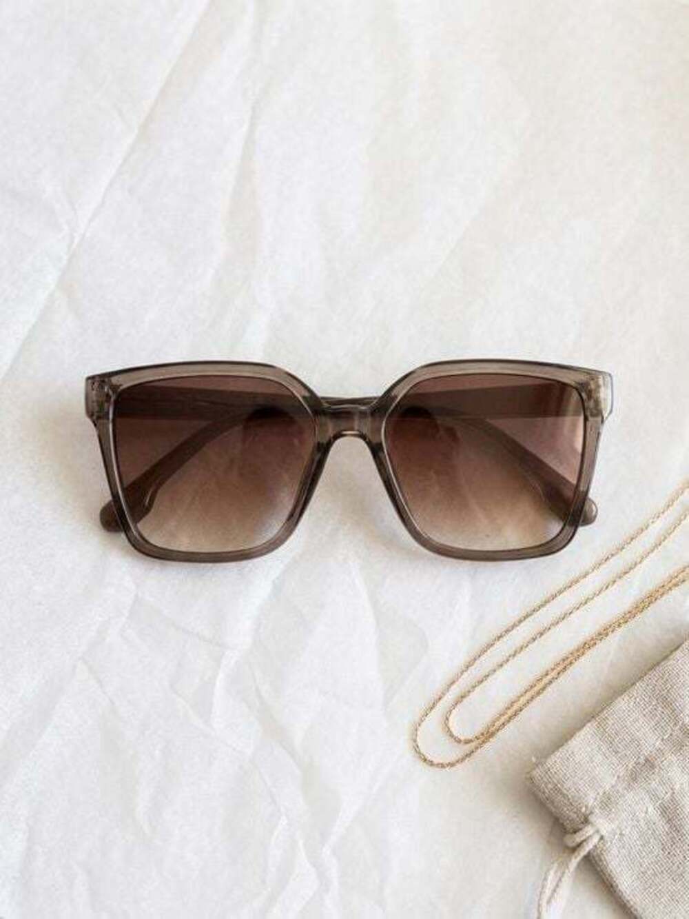Unisex Brown Gradient Square Sunglasses for Men
